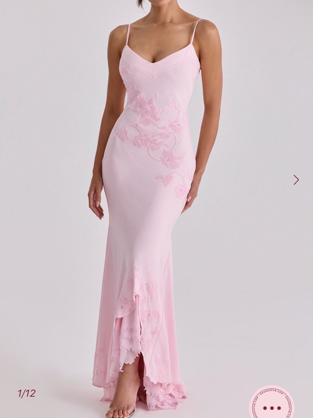 House of CB Anastelle Pink Beaded Maxi Dress